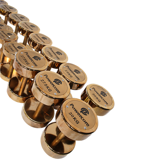 Powercore Rose Gold Electroplated Steel Dumbbell Set - 12 Pairs (2.5kg-30kg) view 3