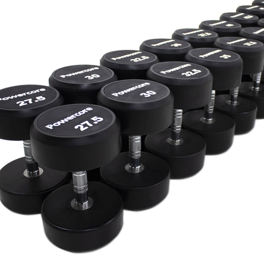 Powercore Round Rubber Dumbbell Set - 6 Pairs (27.5kg-40kg) view 2