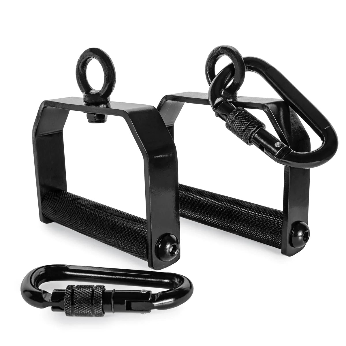 360° Rotating Handles - Knurled with Heavy-Duty Carabiner