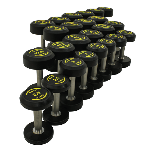 Shua Rubber Round Dumbbell Set - 12 Pairs (2.5kg-30kg)